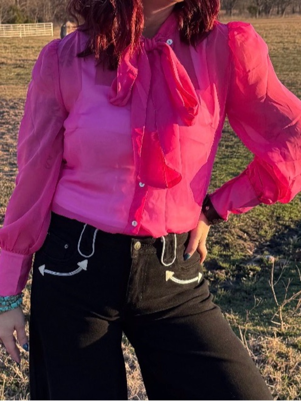Pink Tie Blouse